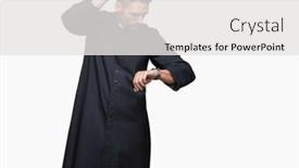  Presentation with christian farewell - Amazing slide set having looking at the watch time backdrop and a white colored foreground