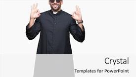  Presentation with christian - Theme consisting of young christian priest wearing sunglasses background and a white colored foreground
