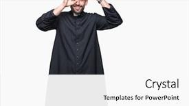  Presentation with christian - Beautiful slide deck featuring young christian priest wearing sunglasses backdrop and a white colored foreground