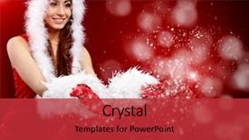  Presentation with christmas elf - Cool new presentation theme with business internet and technology concept - businessman showing two smartphones with blank black screens backdrop and a dark gray colored foreground