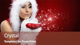  Presentation with christmas elf - Theme consisting of young christmas woman holding star background and a tawny brown colored foreground