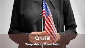  Presentation with american flag - Audience pleasing PPT theme consisting of young citizenship - woman holding american flag backdrop and a tawny brown colored foreground