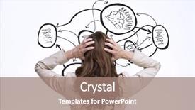  Presentation with classy - Amazing slide deck having young classy businesswoman with hands on head standing back to camera against brainstorm doodle backdrop and a coral colored foreground