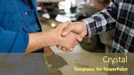  Presentation with service technician - Presentation design enhanced with young client of contemporary car background and a violet colored foreground