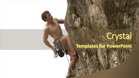  Presentation with rock climber - PPT layouts with free rock - young climber on a vertical background and a tawny brown colored foreground