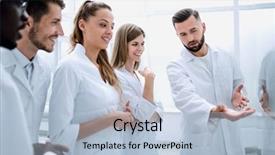  Presentation with research - Cool new slide set with experimental - group of young clinicians experimentation backdrop and a light blue colored foreground