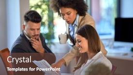  Presentation with consulting - Amazing presentation design having young-colleagues-discussing-and-consulting backdrop and a tawny brown colored foreground