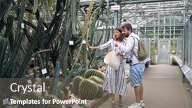  Presentation with botanical garden - Cool new slides with young-colleagues-observing-cactuses backdrop and a gray colored foreground