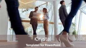  Presentation with young business people - Beautiful presentation theme featuring young-colleagues-talking-about-tasks backdrop and a gray colored foreground