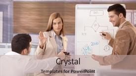  Presentation with working together - Colorful slide set enhanced with young colleagues working together over whiteboard smiling backdrop and a coral colored foreground