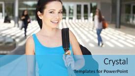  Presentation with young college student diagnosis of chlamydia - PPT theme consisting of young college student standing outside background and a teal colored foreground