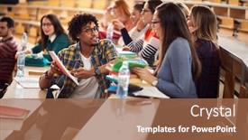  Presentation with college students - Audience pleasing presentation design consisting of young-college-students-branstorming backdrop and a coral colored foreground