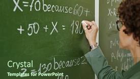  Presentation with equation - Slide set with young-college-teacher-writing-down background and a tawny brown colored foreground