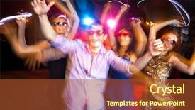  Presentation with company - PPT theme having young company celebrates the holiday background and a tawny brown colored foreground