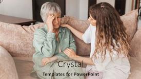  Presentation with older woman - Presentation enhanced with young-compassionate-woman-embracing-shoulder background and a coral colored foreground