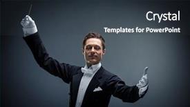 Presentation with conductor - Audience pleasing theme consisting of young conductor in a tuxedo backdrop and a dark gray colored foreground