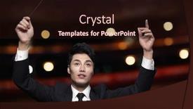  Presentation with conductor - Cool new slides with classical music - young conductor with baton raised backdrop and a wine colored foreground