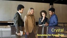  Presentation with stock broker - Slide deck with young-confident-african-american-broker background and a tawny brown colored foreground