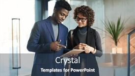  Presentation with project manager - Slides having young-confident-african-american-manager background and a ocean colored foreground