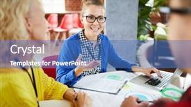  Presentation with young child brain development - Audience pleasing slides consisting of young confident analyst in casualwear backdrop and a teal colored foreground