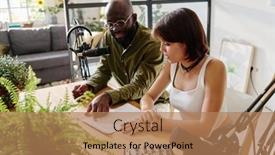  Presentation with black man - Slide set enhanced with young-confident-black-man-pointing background and a coral colored foreground