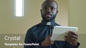  Presentation with sermon - Presentation theme consisting of young-confident-black-man background and a wine colored foreground