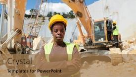  Presentation with black woman - Slide deck featuring young-confident-black-woman background and a coral colored foreground