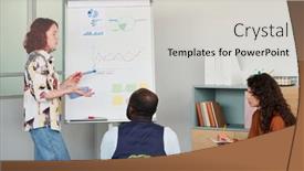  Presentation with confident - Slide set enhanced with young-confident-broker-in-casualwear background and a light gray colored foreground