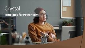  Presentation with solving - Presentation theme consisting of young-confident-businessman-with-headset background and a gray colored foreground