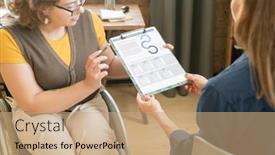  Presentation with wheelchair - Cool new PPT layouts with young-confident-businesswoman-in-wheelchair backdrop and a coral colored foreground