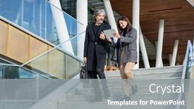  Presentation with confident - Presentation with young-confident-businesswoman-with-tablet background and a gray colored foreground