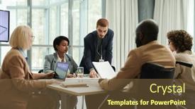  Presentation with executive - Slide deck featuring young-confident-chief-executive-officer background and a tawny brown colored foreground