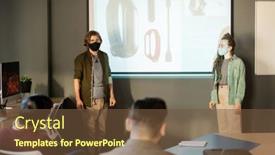  Presentation with smartwatch - Theme having young-confident-designers-in-casualwear background and a tawny brown colored foreground