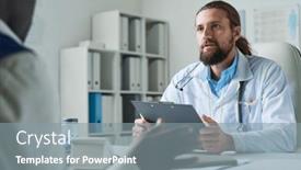  Presentation with points - Slides with young-confident-doctor-with-clipboard background and a gray colored foreground