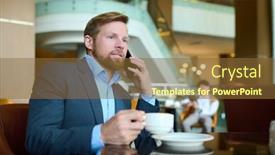  Presentation with cup coffee - Presentation consisting of young-confident-entrepreneur-or-ceo background and a tawny brown colored foreground