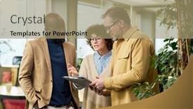  Presentation with confident - Presentation theme featuring young-confident-female-economist-explaining background and a coral colored foreground