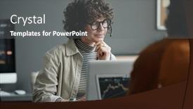  Presentation with technical support - Presentation theme enhanced with young-confident-female-it-support background and a gray colored foreground