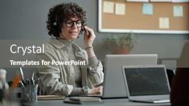  Presentation with technical - Slides consisting of young-confident-female-operator background and a  colored foreground