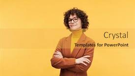  Presentation with teacher - Slides having young-confident-female-teacher background and a yellow colored foreground