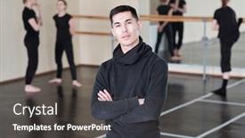  Presentation with ballet - Cool new PPT theme with young-confident-instructor-of-modern backdrop and a dark gray colored foreground