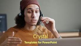  Presentation with consulting - PPT theme featuring young-confident-it-support-manager background and a tawny brown colored foreground