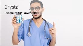  Presentation with upwards - Audience pleasing slide set consisting of young-confident-male-clinician backdrop and a white colored foreground