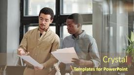  Presentation with ethnic - Slides enhanced with young-confident-multi-ethnic-businessman background and a coral colored foreground