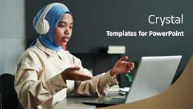  Presentation with woman muslim - Slide deck enhanced with young-confident-muslim-woman background and a dark gray colored foreground