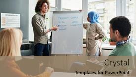  Presentation with confident - PPT theme having young-confident-student-or-teacher background and a coral colored foreground