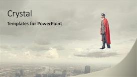  Presentation with super power - Amazing presentation theme having young confident super businessman backdrop and a  colored foreground