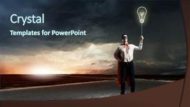  Presentation with superman - Theme having young confident superman in mask and cape background and a tawny brown colored foreground