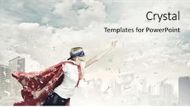  Presentation with confident - Colorful theme enhanced with young confident woman in red cape and mask backdrop and a white colored foreground