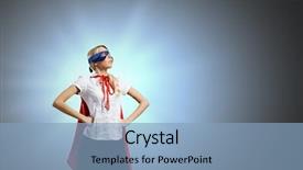  Presentation with hero woman - Amazing PPT theme having young confident woman in super backdrop and a light blue colored foreground