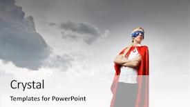  Presentation with hero woman - PPT layouts with young confident woman in super background and a  colored foreground